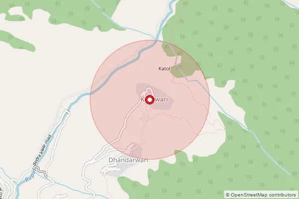 Map showing approximate area covered by Pincode 171221 — Dodra Bo, Shimla