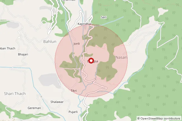 Map showing approximate area covered by Pincode 171224 — Summer Kot So, Shimla