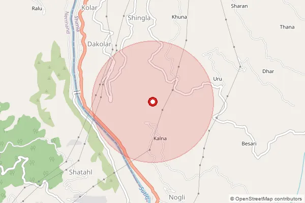 Map showing approximate area covered by Pincode 172022 — Deothi Bo, Shimla