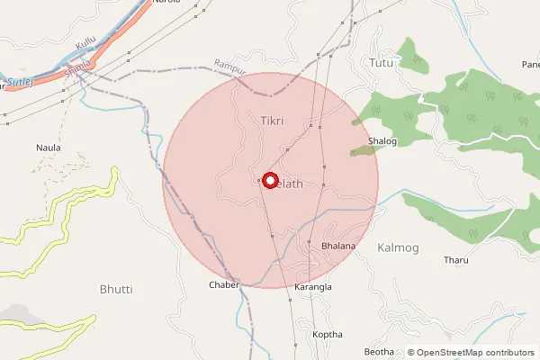 Map showing approximate area covered by Pincode 172028 — Delath So, Shimla
