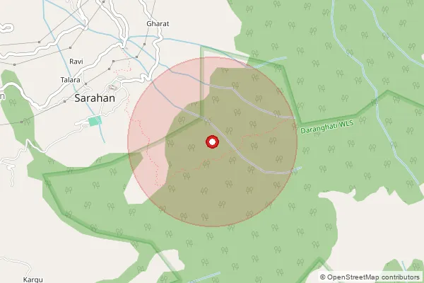 Map showing approximate area covered by Pincode 172102 — Dofda Bo, Shimla