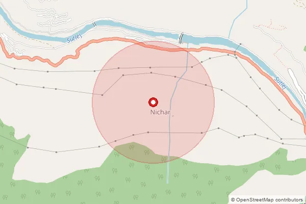 Map showing approximate area covered by Pincode 172103 — Nichar So, Kinnaur