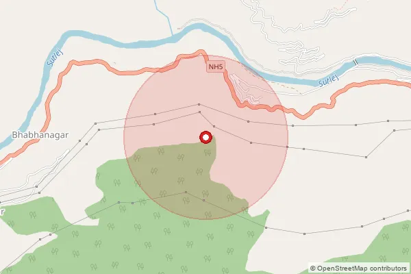 Map showing approximate area covered by Pincode 172104 — Mirro Bo, Kinnaur