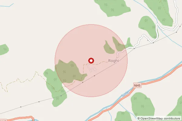 Map showing approximate area covered by Pincode 172105 — Brua Bo, Kinnaur