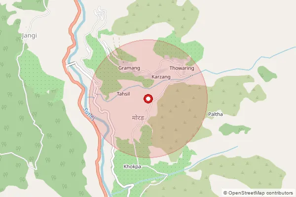 Map showing approximate area covered by Pincode 172109 — Asrang Bo, Kinnaur