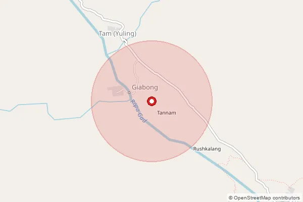 Map showing approximate area covered by Pincode 172110 — Giabong Bo, Kinnaur