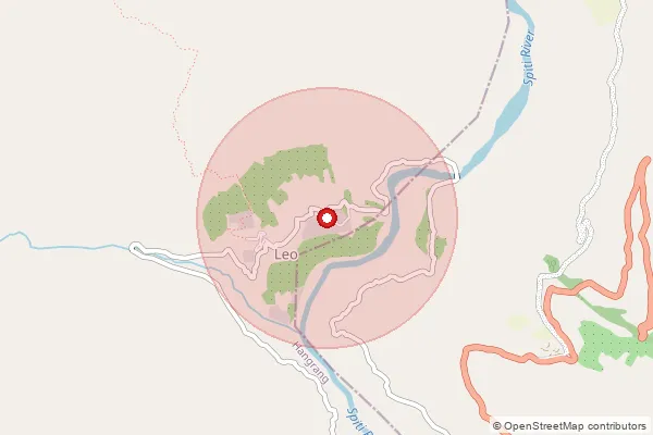 Map showing approximate area covered by Pincode 172112 — Liyo So, Kinnaur
