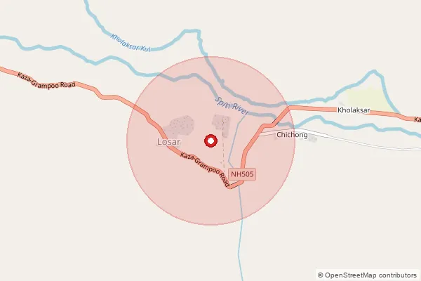 Map showing approximate area covered by Pincode 172114 — Demul Bo, Lahul And Spiti