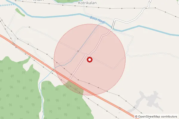 Map showing approximate area covered by Pincode 173021 — Kotribyas Bo, Sirmaur