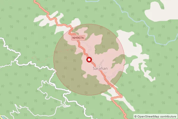 Map showing approximate area covered by Pincode 173024 — Bagpashog Bo, Sirmaur