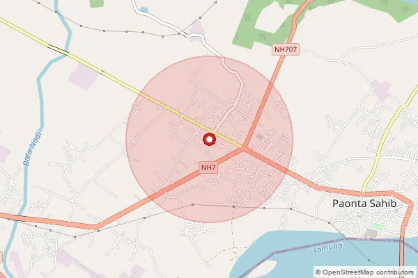 Map showing approximate area covered by Pincode 173025 — Bhagani Bo, Sirmaur