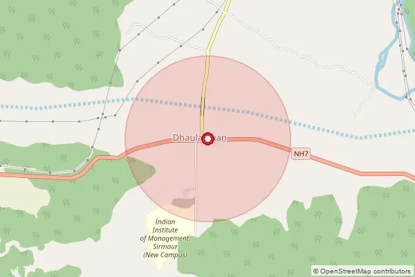 Map showing approximate area covered by Pincode 173031 — Dhualakuan, Sirmaur