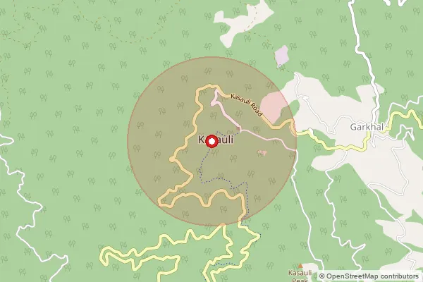 Map showing approximate area covered by Pincode 173204 — Kasauli Ri Bo, Solan