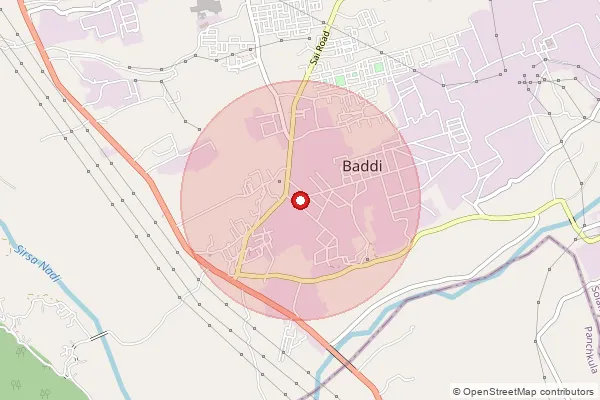 Map showing approximate area covered by Pincode 173205 — Karuana Bo, Solan