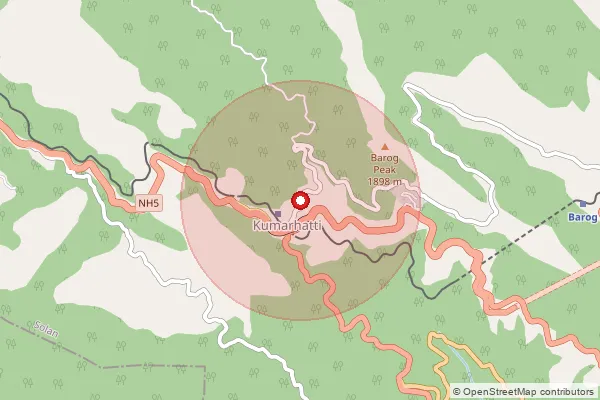 Map showing approximate area covered by Pincode 173229 — Bohli Bo, Solan