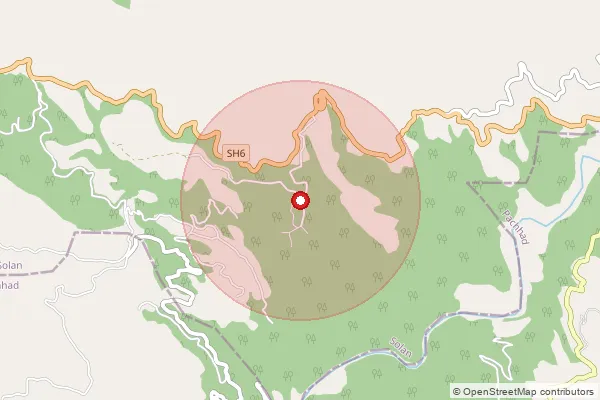 Map showing approximate area covered by Pincode 173230 — Nauni So, Solan