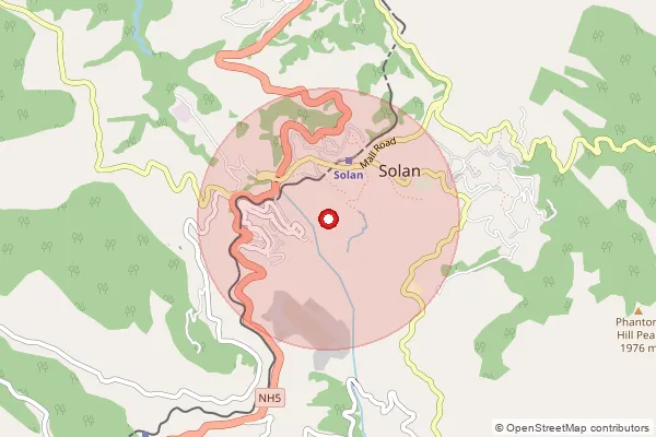 Map showing approximate area covered by Pincode 173234 — Kaithlighat Bo, Solan