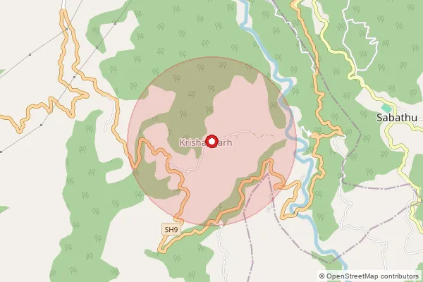 Map showing approximate area covered by Pincode 173236 — Kuthar So, Solan