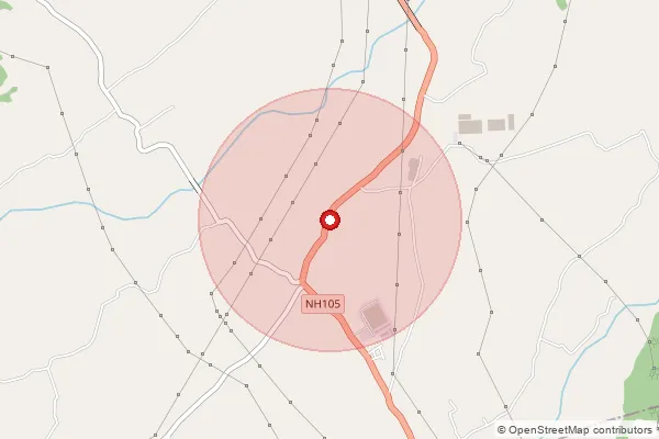 Map showing approximate area covered by Pincode 173237 — Panjhera, Solan