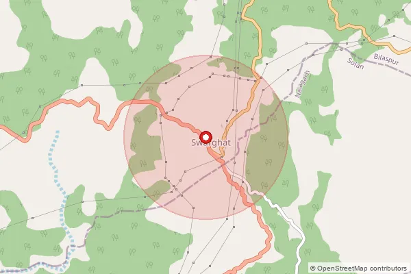 Map showing approximate area covered by Pincode 174011 — Tanbol Bo, Bilaspur