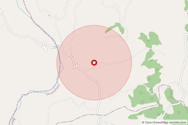 Map showing approximate area covered by Pincode 174029 — Baragoan Bo, Bilaspur
