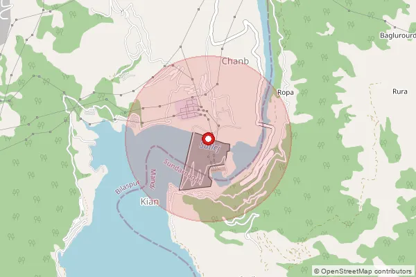 Map showing approximate area covered by Pincode 174036 — Ntpc Jamthal So, Bilaspur