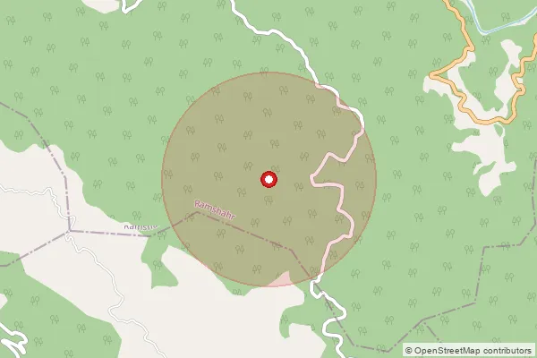 Map showing approximate area covered by Pincode 174102 — Doli Bo, Solan