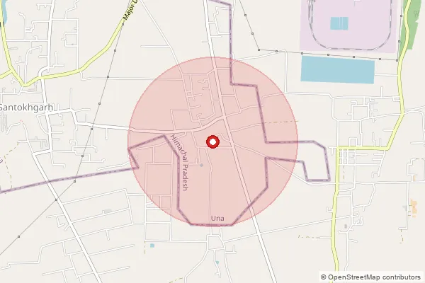 Map showing approximate area covered by Pincode 174301 — Santokhgarh So, Una