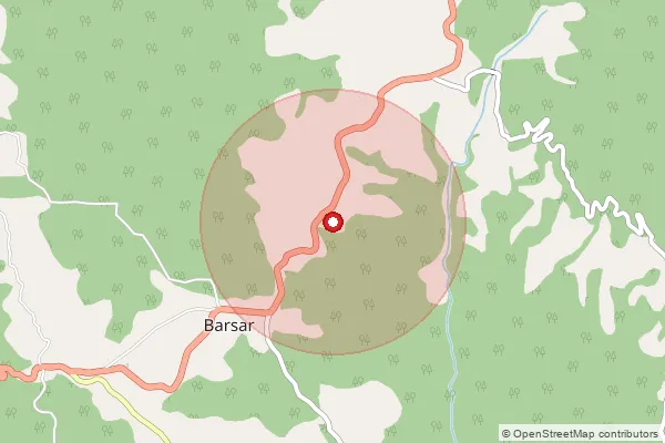 Map showing approximate area covered by Pincode 174305 — Barsar Ho, Hamirpur