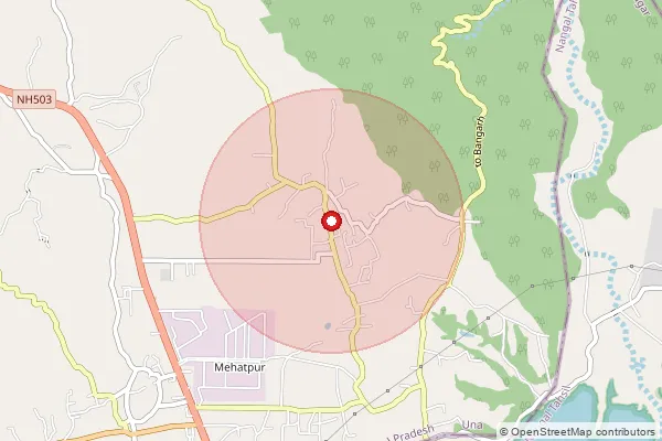 Map showing approximate area covered by Pincode 174315 — Charatghar Bo, Una