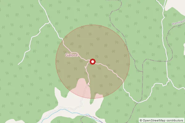 Map showing approximate area covered by Pincode 174405 — Gahli Kohlwin Bo, Hamirpur