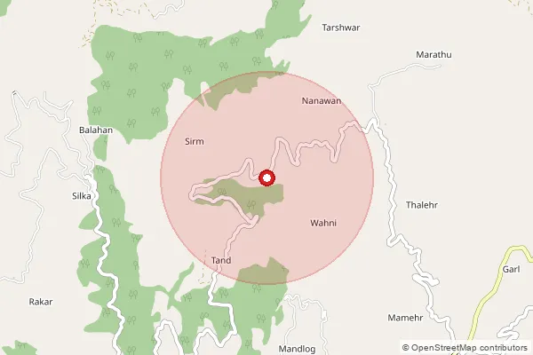Map showing approximate area covered by Pincode 175001 — Mandi Ho, Mandi