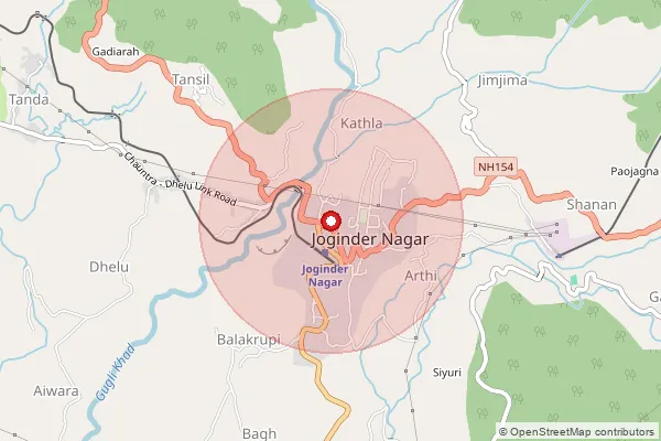 Map showing approximate area covered by Pincode 175016 — Balhkwar Bo, Mandi