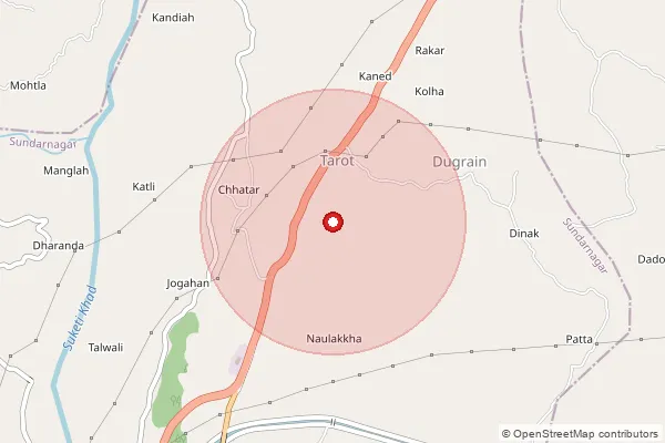 Map showing approximate area covered by Pincode 175019 — Sunder Nagar Township Ho, Mandi
