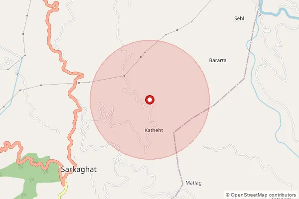 Map showing approximate area covered by Pincode 175024 — Sarkaghat So, Mandi