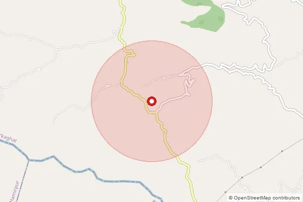 Map showing approximate area covered by Pincode 175026 — Nalyana Bo, Mandi