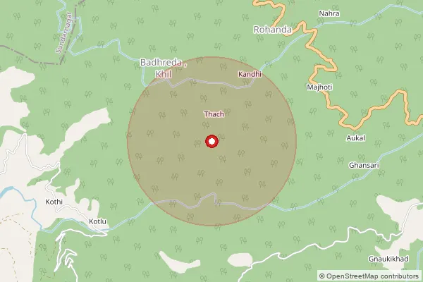Map showing approximate area covered by Pincode 175031 — Movi Devi Galoo Bo, Mandi