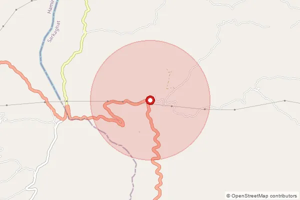 Map showing approximate area covered by Pincode 175037 — Sadhot Bo, Mandi