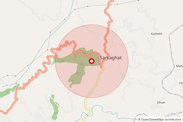 Map showing approximate area covered by Pincode 175050 — Binga Bo, Mandi