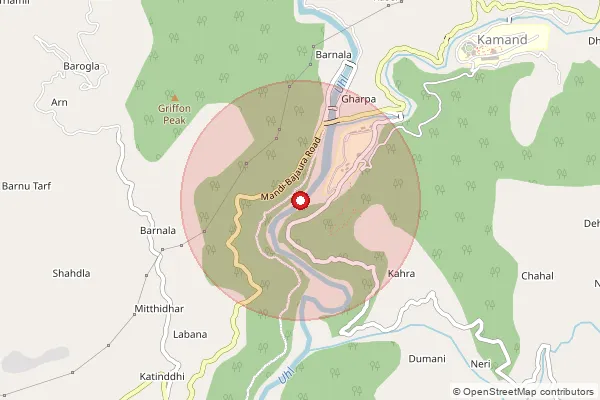 Map showing approximate area covered by Pincode 175075 — Kamand So, Mandi