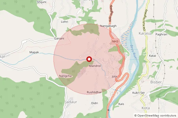 Map showing approximate area covered by Pincode 175128 — Raison So, Kullu