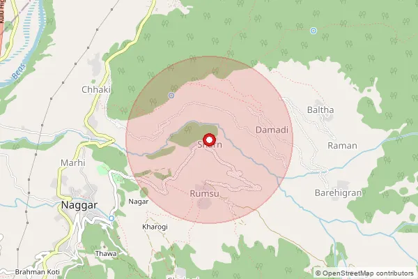 Map showing approximate area covered by Pincode 175130 — Naggar So, Kullu