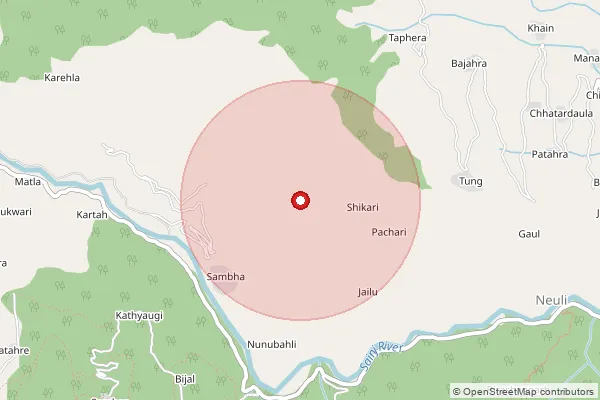 Map showing approximate area covered by Pincode 175134 — Bajahara Bo, Kullu
