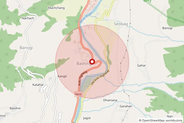 Map showing approximate area covered by Pincode 175138 — Neoli Bo, Kullu