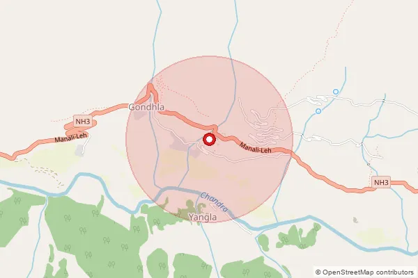 Map showing approximate area covered by Pincode 175140 — Koksar Bo, Lahul And Spiti