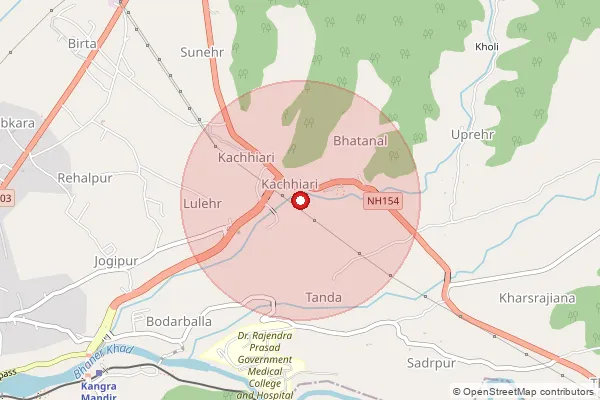 Map showing approximate area covered by Pincode 176001 — Kangra Ho, Kangra