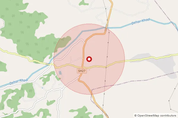 Map showing approximate area covered by Pincode 176022 — Gadrana Bo, Kangra