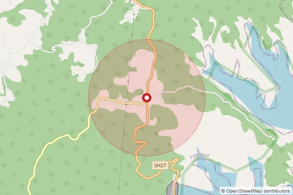 Map showing approximate area covered by Pincode 176025 — Polian Bo, Kangra