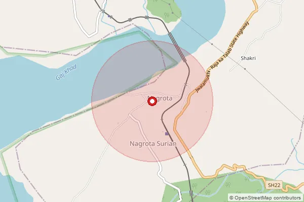 Map showing approximate area covered by Pincode 176027 — Katholi Bo, Kangra