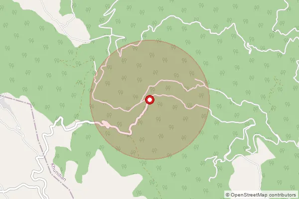 Map showing approximate area covered by Pincode 176032 — Majhin Bo, Kangra